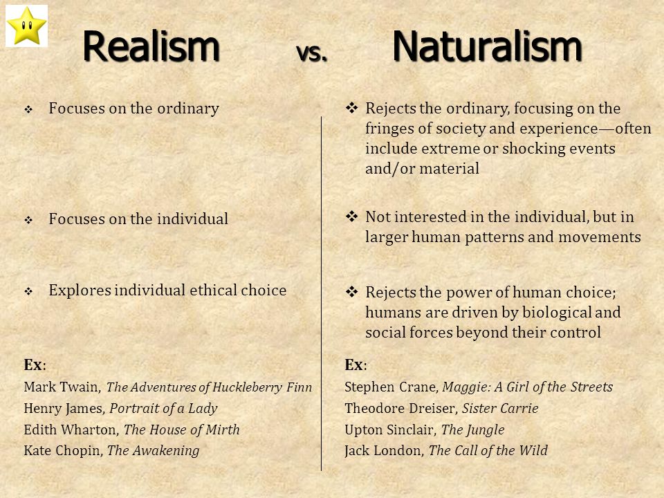 Term papers naturalism and realism in literature